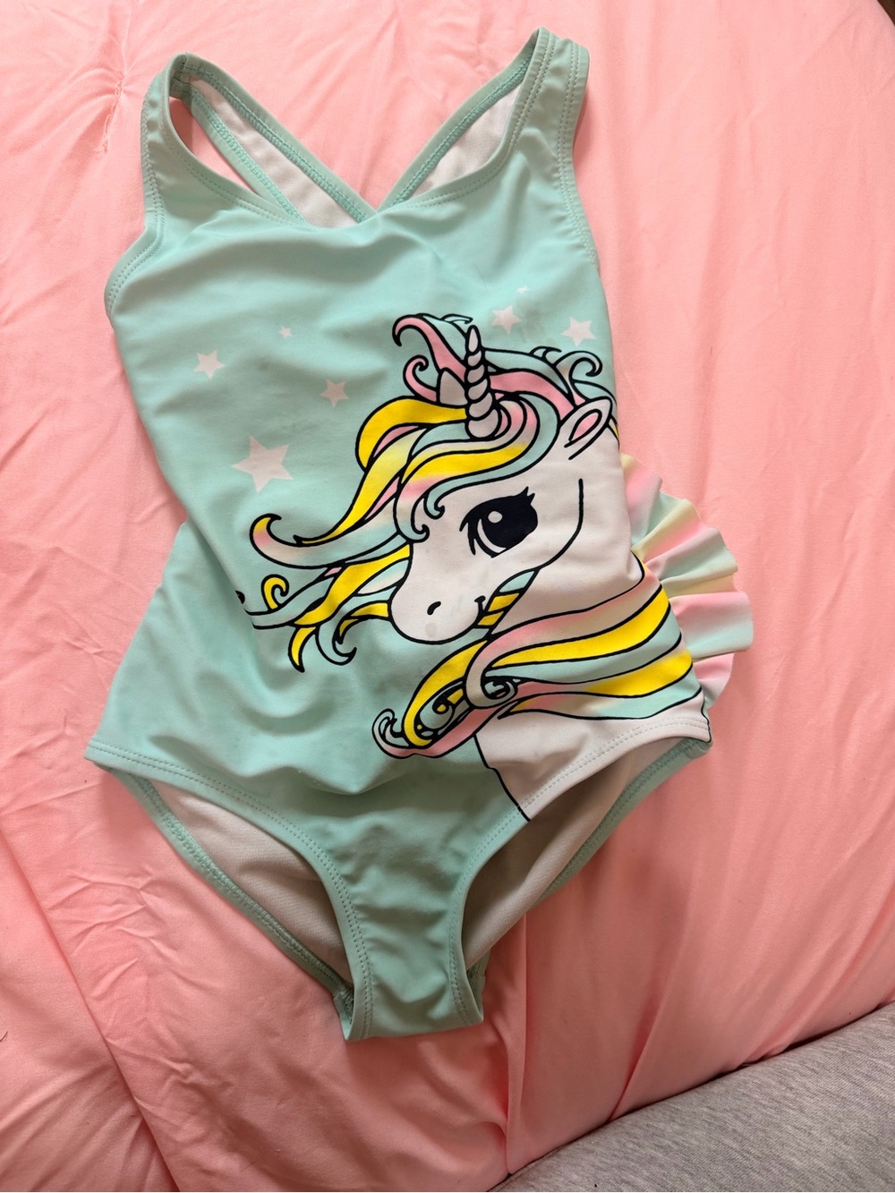 Ingear Mint Green Unicorn One-Piece Swimsuit with Pastel Mane